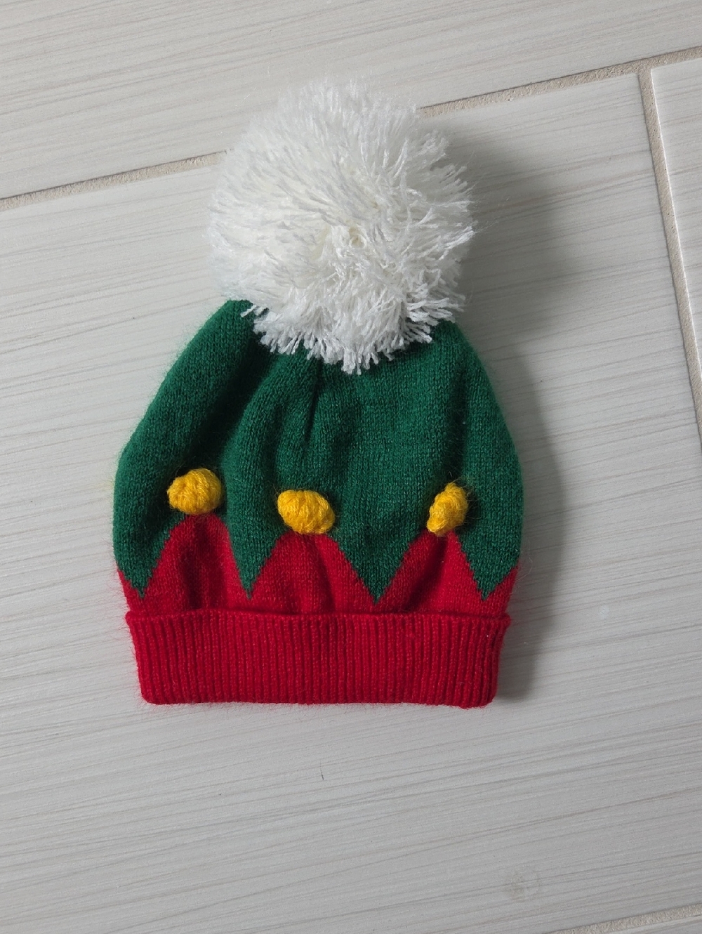 Kids Holiday Pom-Pom Beanie Hat - Green/Red